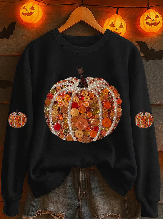 Women's Pumpkin Print Casual Sweatshirt