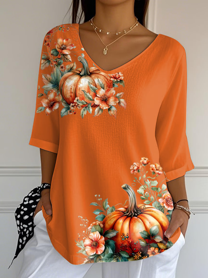Women's Casual Autumn Print Sleeve Top
