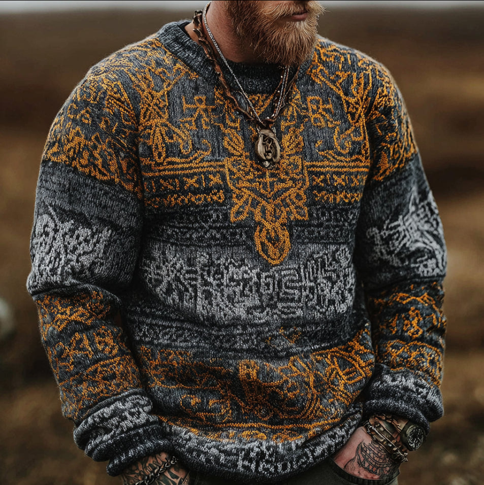 Halloween Men's Round Neck Long Sleeve Thick Warm Sweater