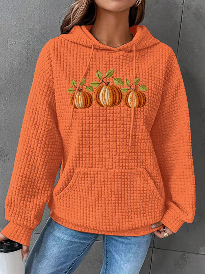 Women's Fall Pumpkin Check Hoodie