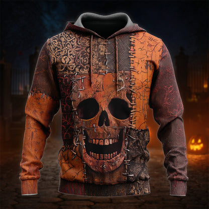 Halloween Skull Art Patchwork Men's Hoodie