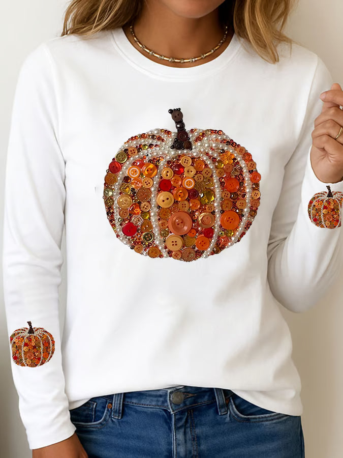 Women's Pumpkin Printed Casual T-shirt