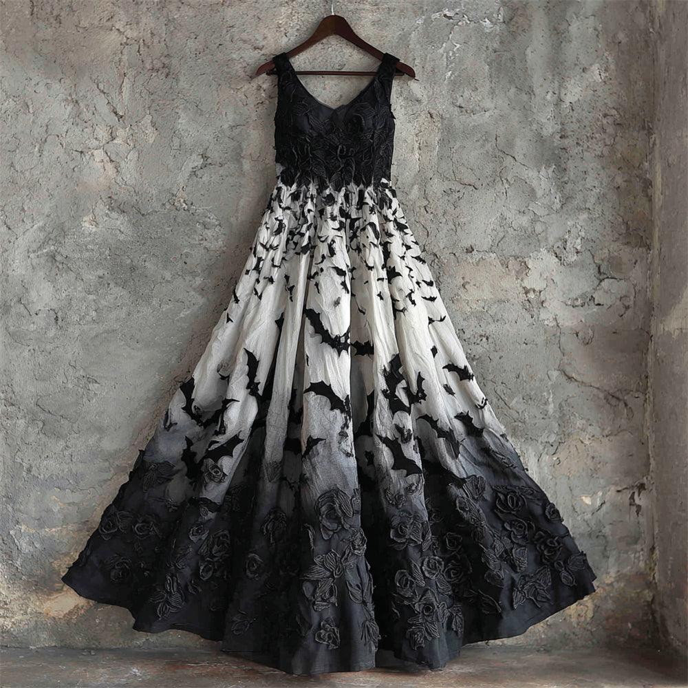 Halloween Bat Rose Gothic Art Women's Vest Maxi Dress