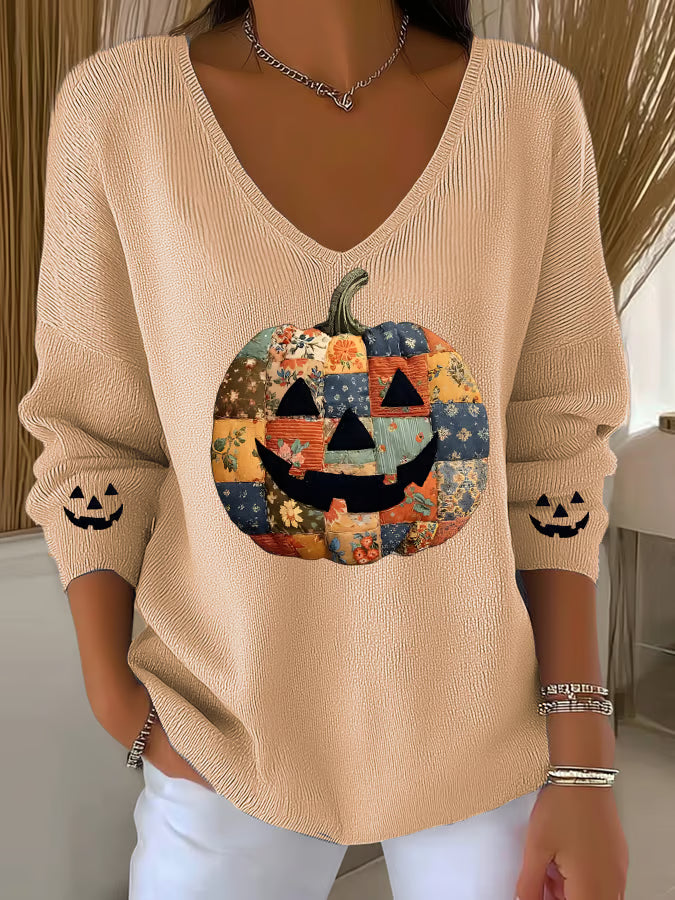 Women's Casual Autumn Pumpkin Striped Top