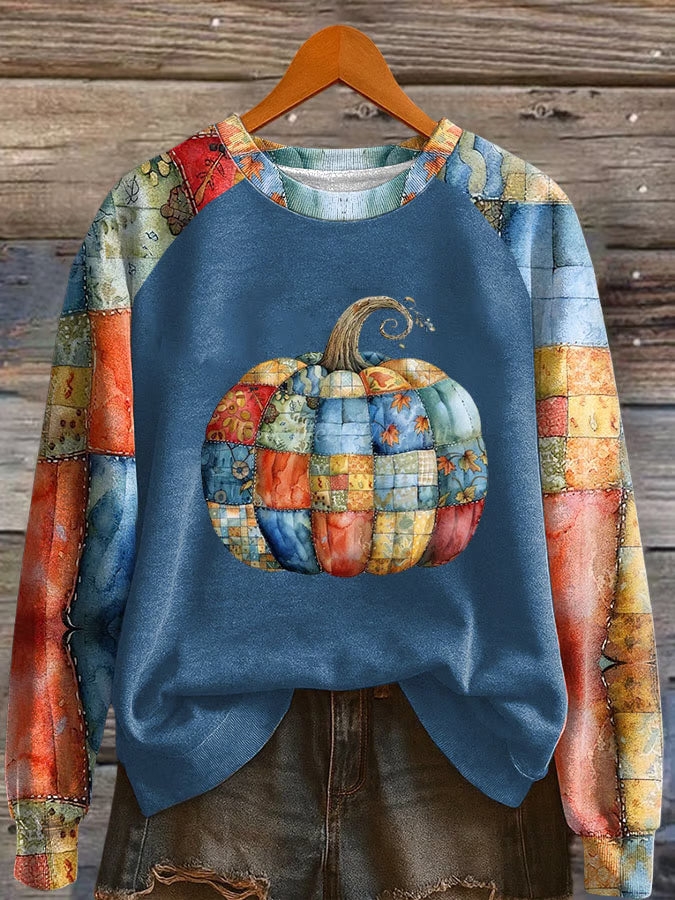 Women's Pumpkin Season Print Raglan Sleeve Sweatshirt