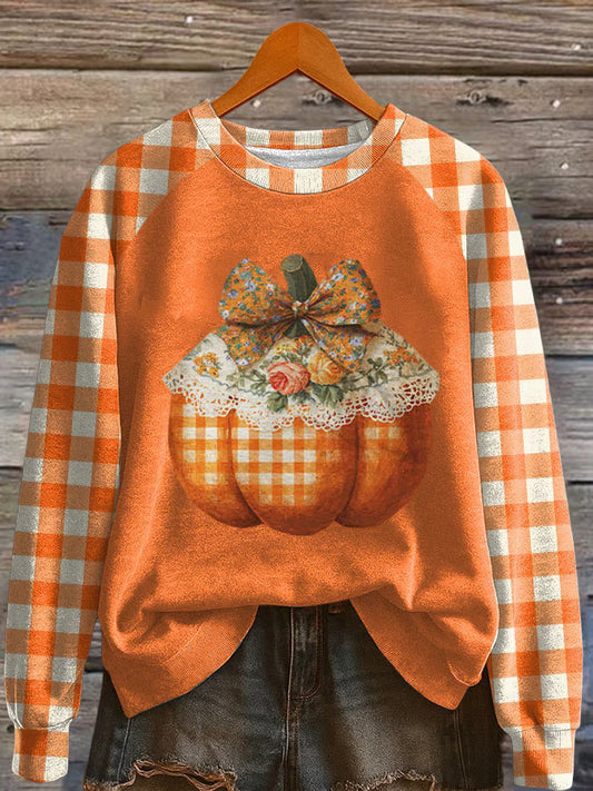 Women's Pumpkin Season Print Raglan Sleeve Sweatshirt