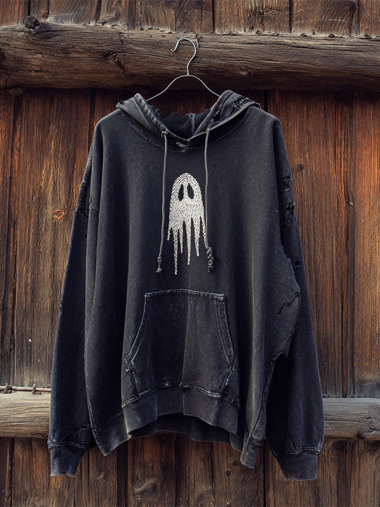 Halloween Ghost Embroidered Men's Hoodie