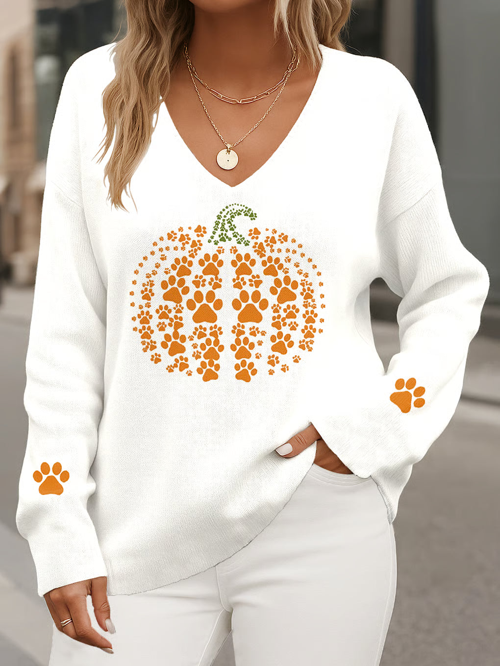 Women's Autumn Pumpkin Season Casual Striped Top