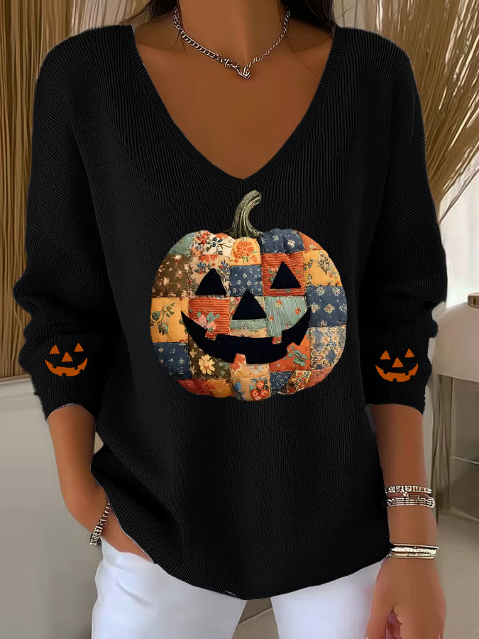 Women's Casual Autumn Pumpkin Striped Top