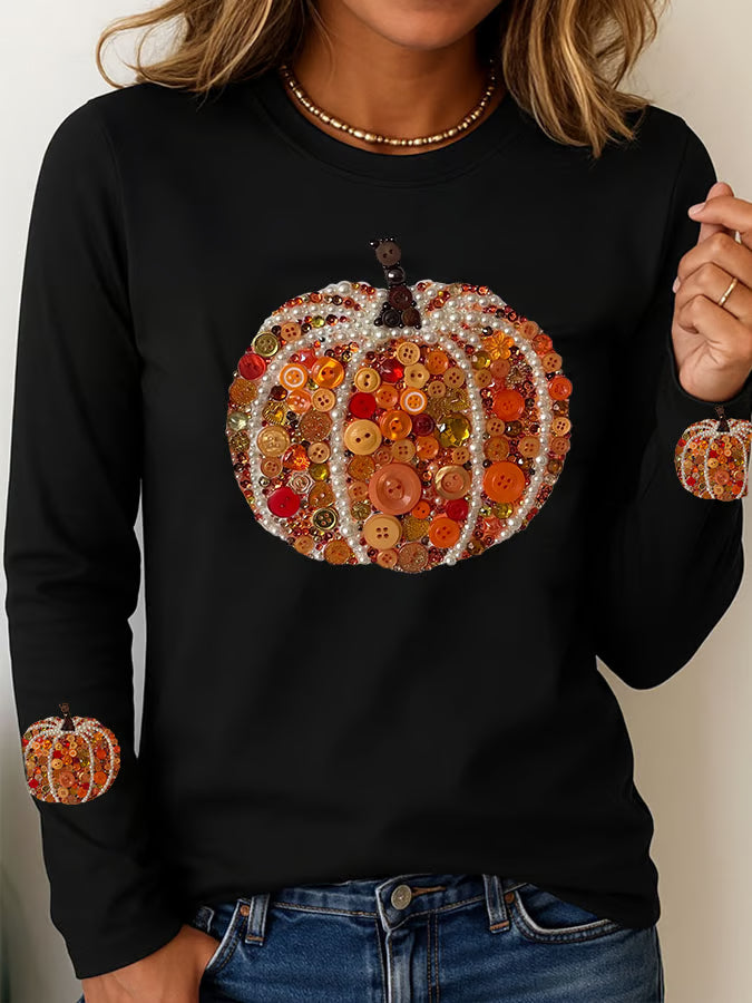 Women's Pumpkin Printed Casual T-shirt