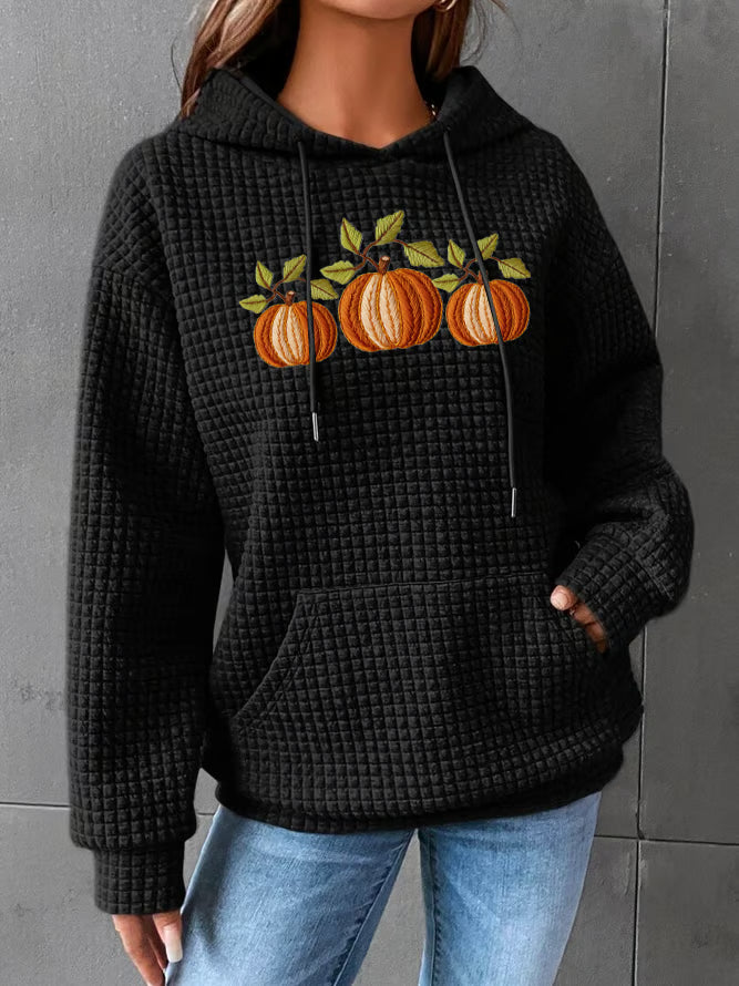 Women's Fall Pumpkin Check Hoodie