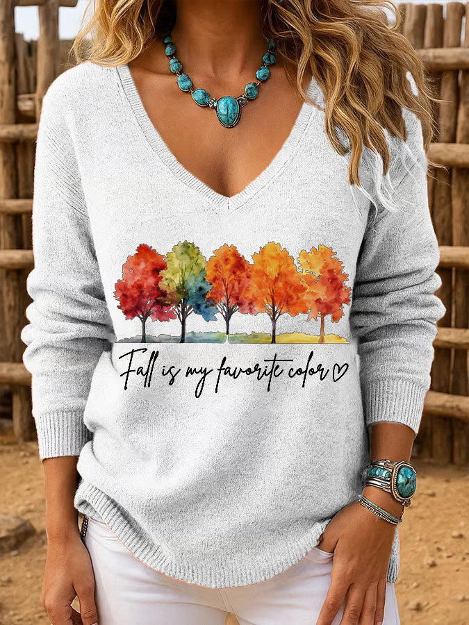 Women's Autumn Fall is my favorite color Print Long Sleeve Top