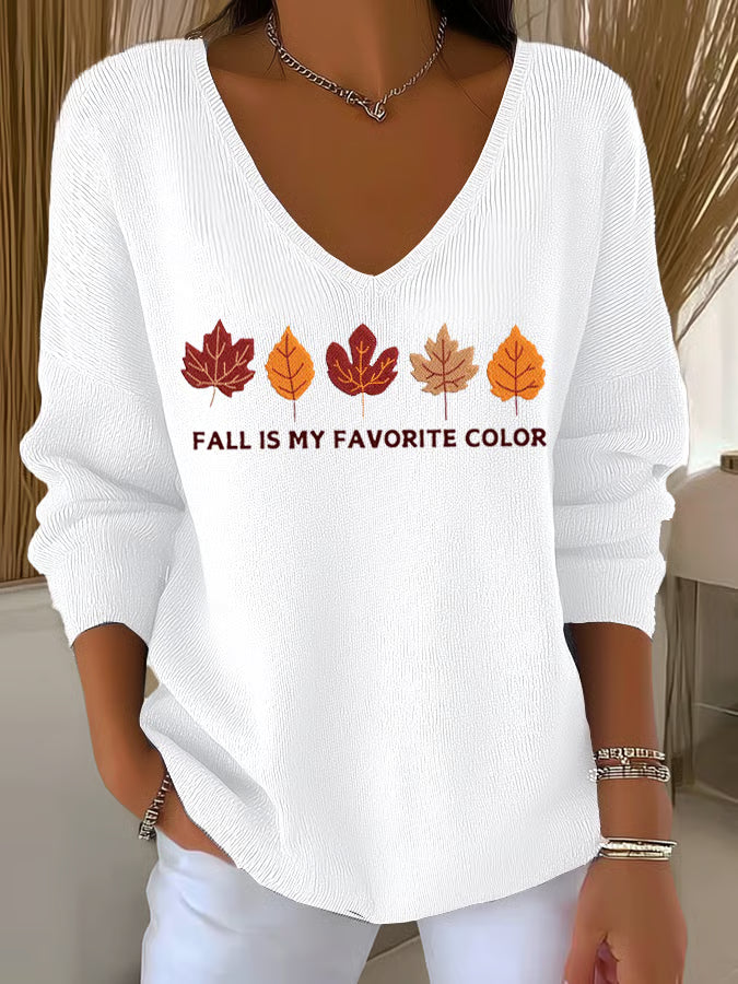 Women's Fall Is My Favorite Color Print Long Sleeve Top