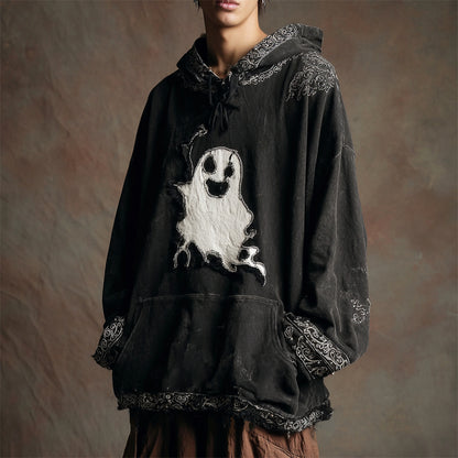Halloween Ghost Vintage Irregular Patchwork Men's Hoodie