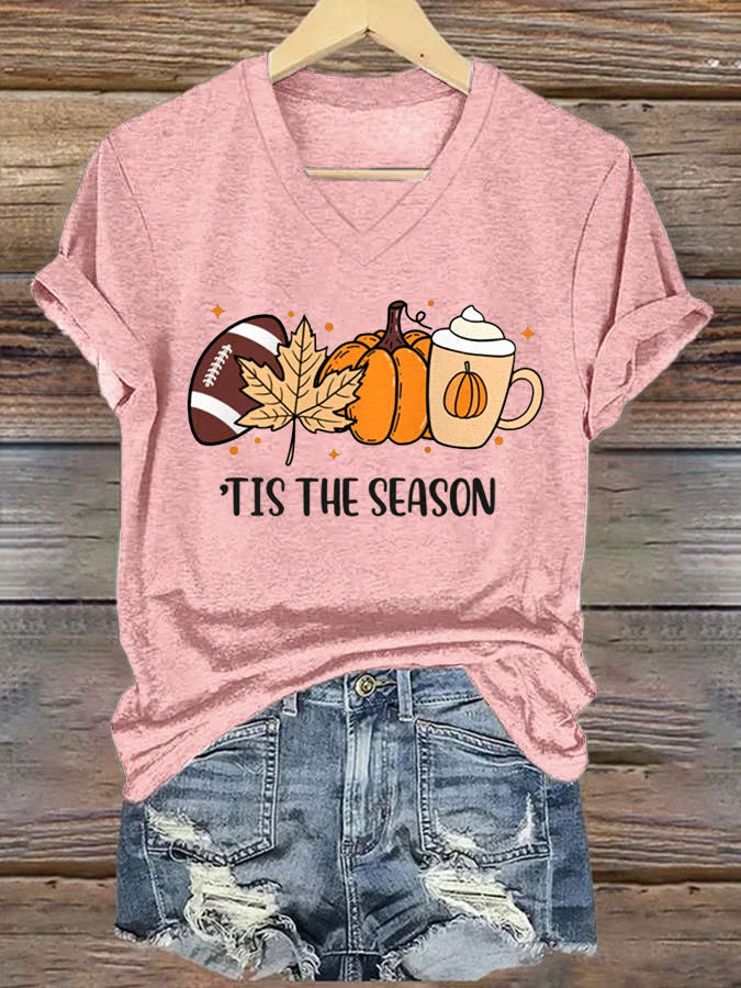 Women's Tis The Season  Print V-Neck T-Shirt