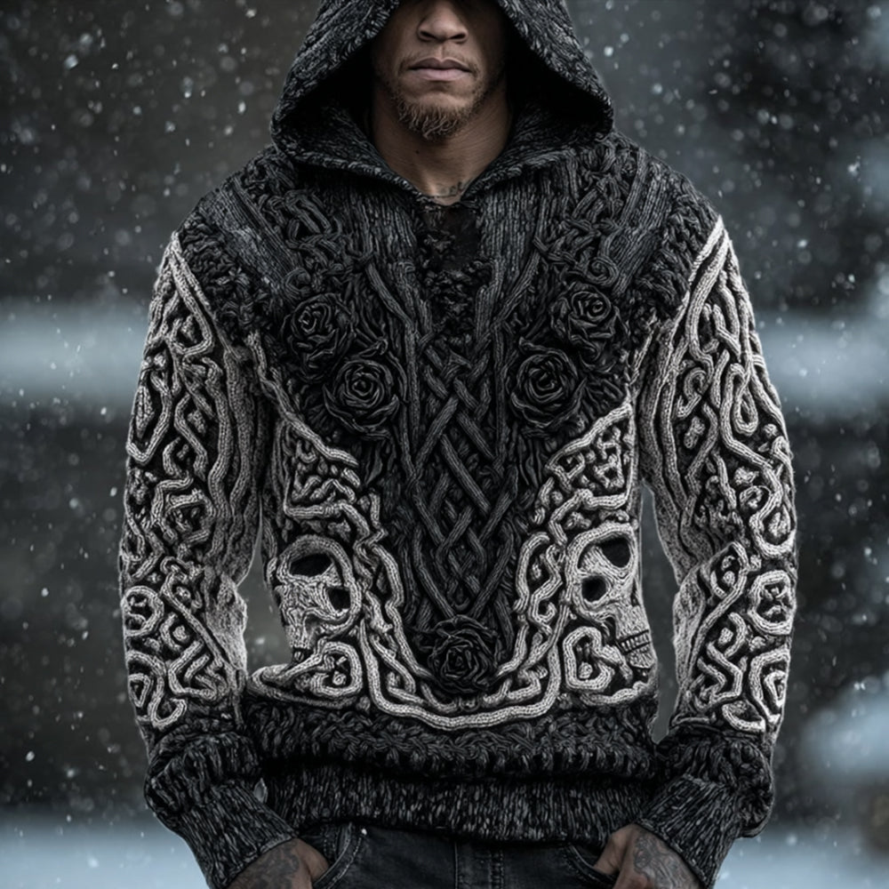 Men's Viking-style Vintage Hooded Sweater