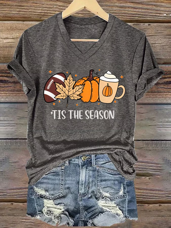 Women's Tis The Season  Print V-Neck T-Shirt