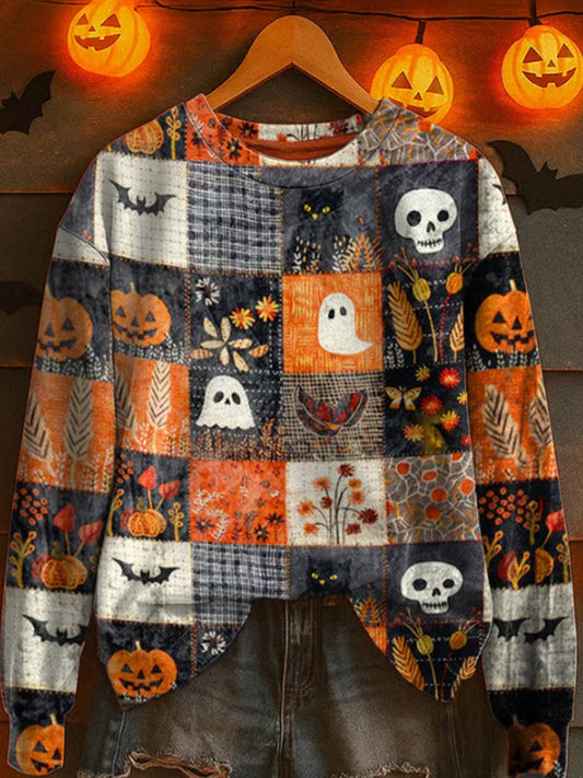 Women's Casual Autumn Ghost Print Sweatshirt
