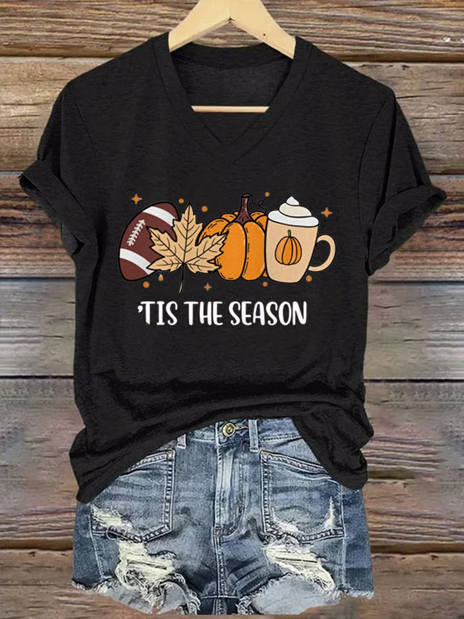 Women's Tis The Season  Print V-Neck T-Shirt