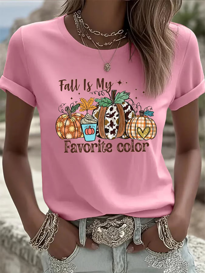 Women's Fall IS My Favorite Color Printed Casual T-Shirt