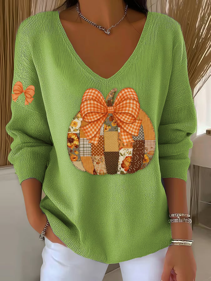 Women's Casual Autumn Pumpkin Striped Top