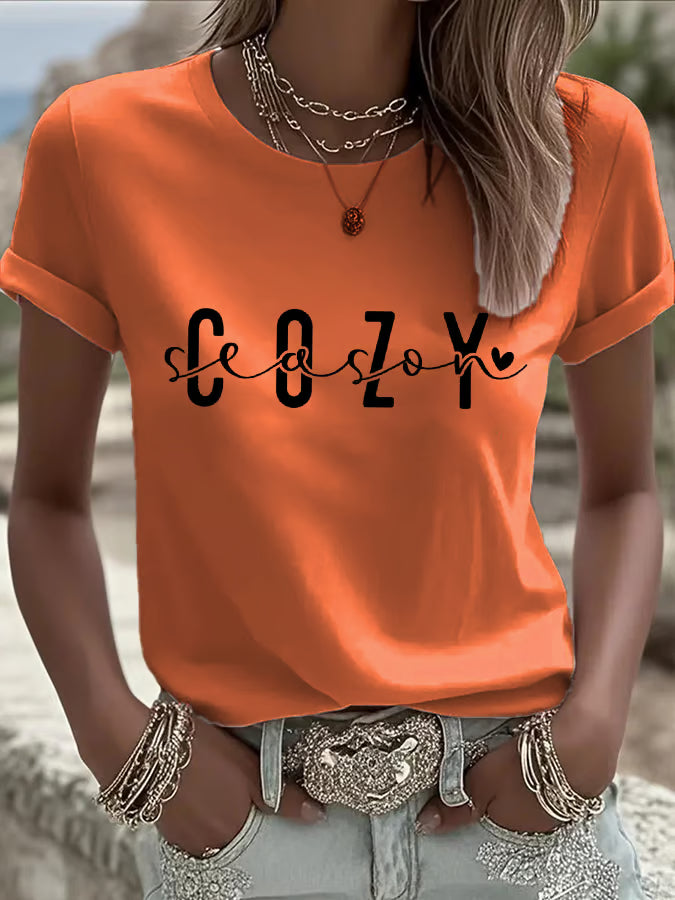 Women's Cozy Season Printed Casual T-Shirt