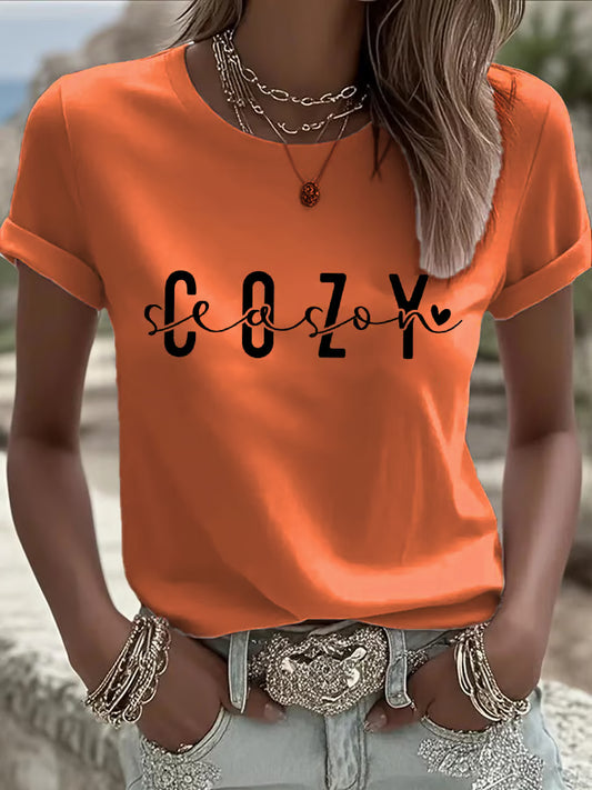 Women's Cozy Season Printed Casual T-Shirt