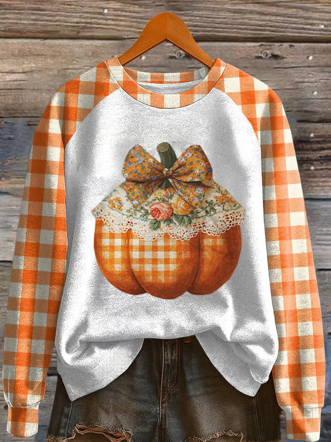 Women's Pumpkin Season Print Raglan Sleeve Sweatshirt