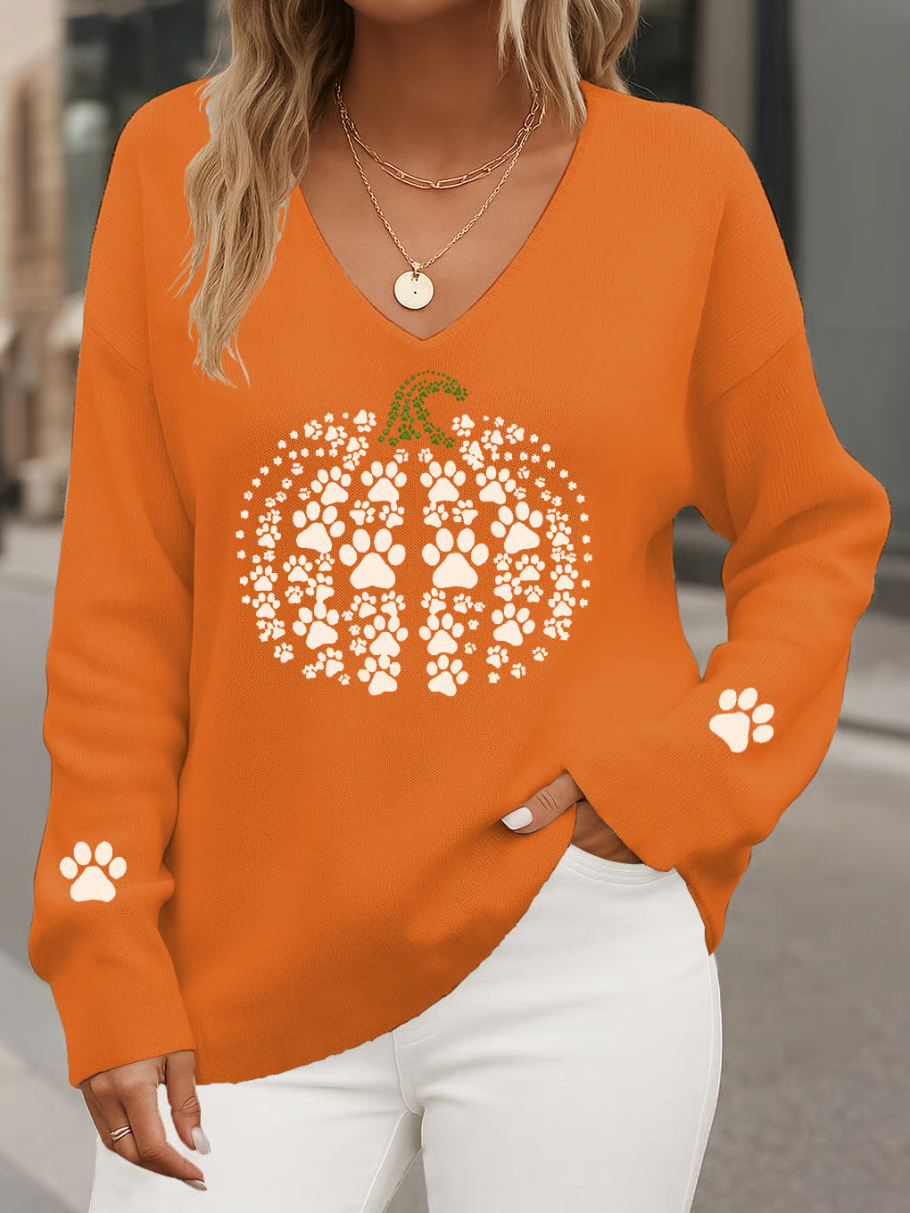 Women's Autumn Pumpkin Season Casual Striped Top