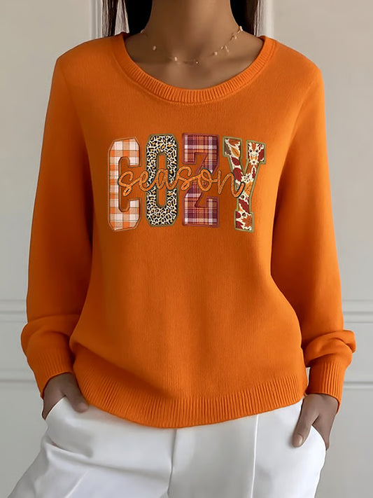 Women's Retro Cozy Season Print Sweater