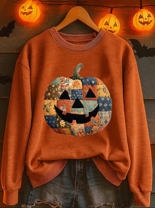 Women's Pumpkin Print Casual Sweatshirt