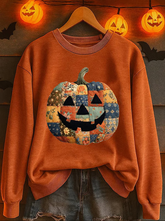 Women's Pumpkin Print Casual Sweatshirt