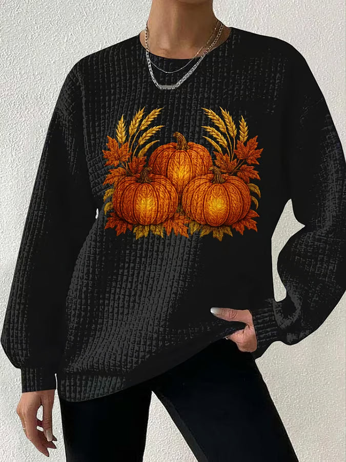 Women's Autumn Pumpkin Print Sweatshirt