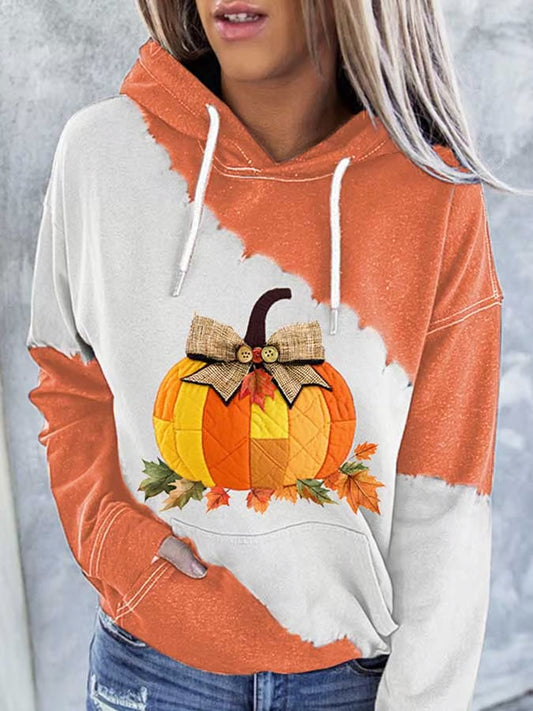 Women's Autumn Pumpkin Print Hoodie