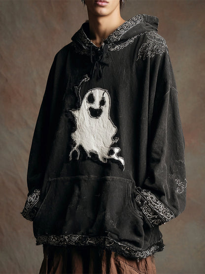 Halloween Ghost Vintage Irregular Patchwork Men's Hoodie