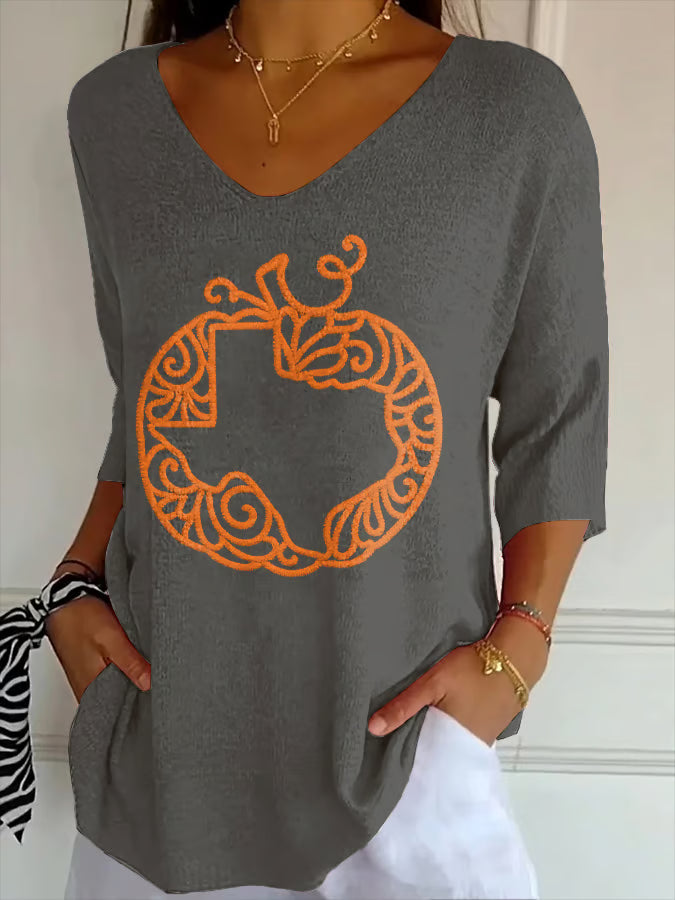 Retro Texas Strong Fall Pumpkins Printed T-Shirt