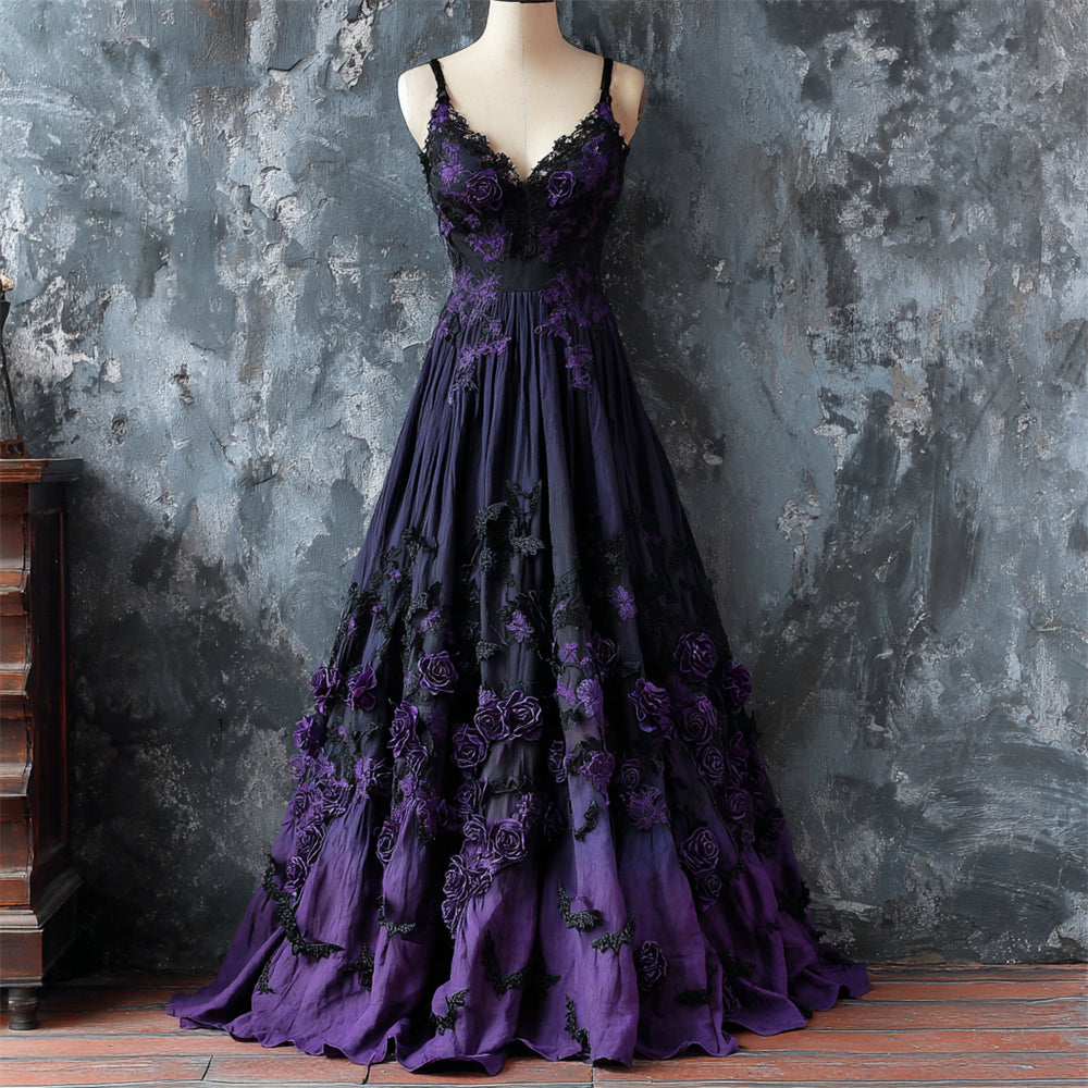 Halloween Bat Dark Rose Women's Spaghetti Strap Maxi Dress