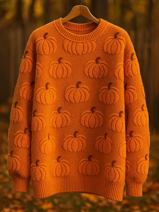 Women's Retro Pumpkin Print Cardigan