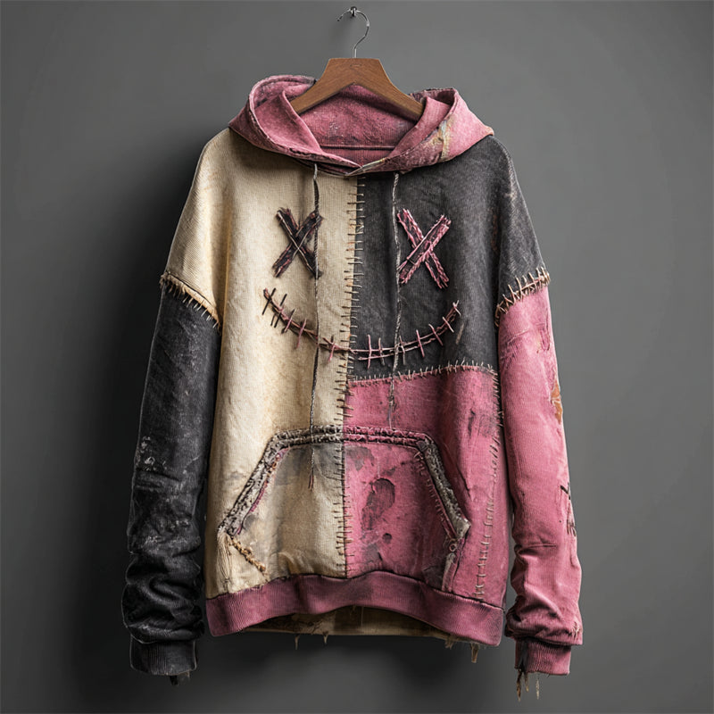Halloween Spooky Face Contrast Stitched Washed Hoodie