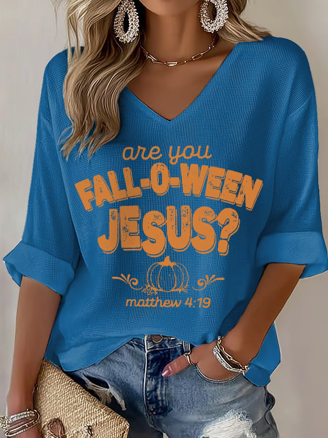 Women's Are You Fall-O-Ween Jesus Print T-shirt