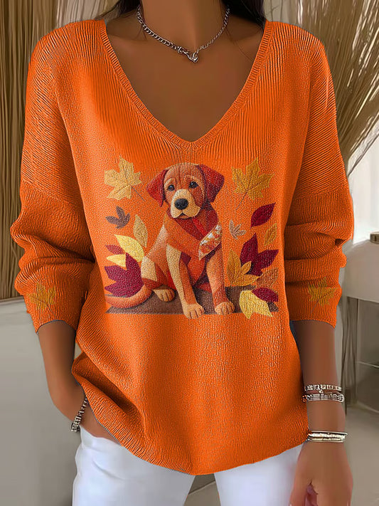Women's Cute Dog Print Long Sleeve Top