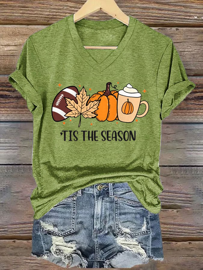 Women's Tis The Season  Print V-Neck T-Shirt