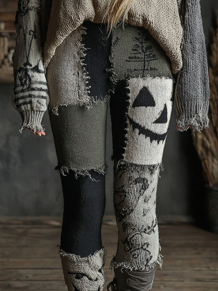 Halloween Pumpkin Colorblock Comfort Leggings