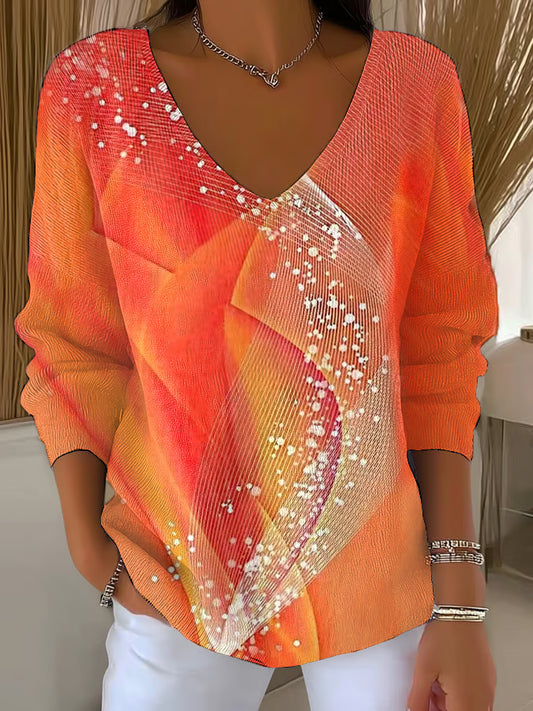 Women's Autumn Orange Print Sweater