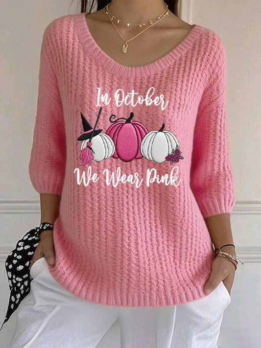 Women's Casual In October We Wear Pink Sweater