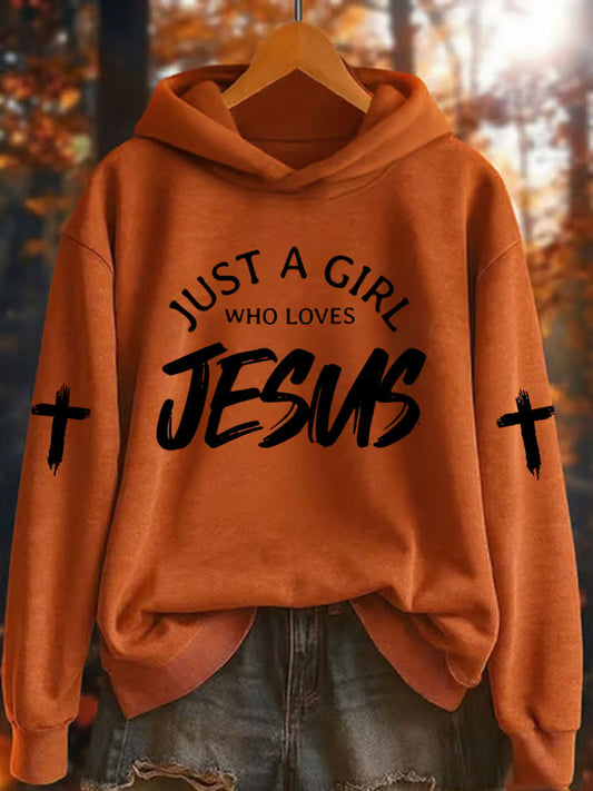 Women's Just A Girl Who Loves Jesus Print  Casual Sweatshirt