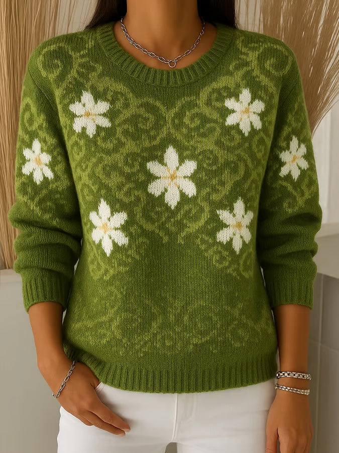 Women's Retro Autumn Flowers Print Cardigan