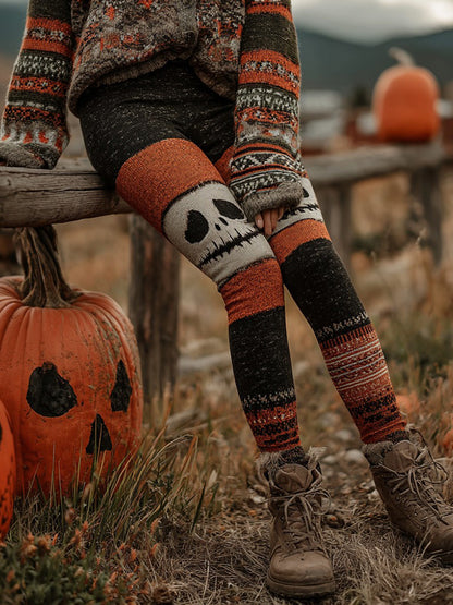 Halloween Pumpkin Colorblock Comfort Leggings