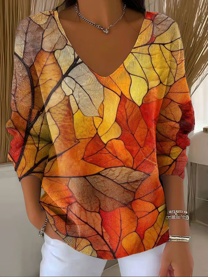 Women's Autumn Print Long Sleeve Top