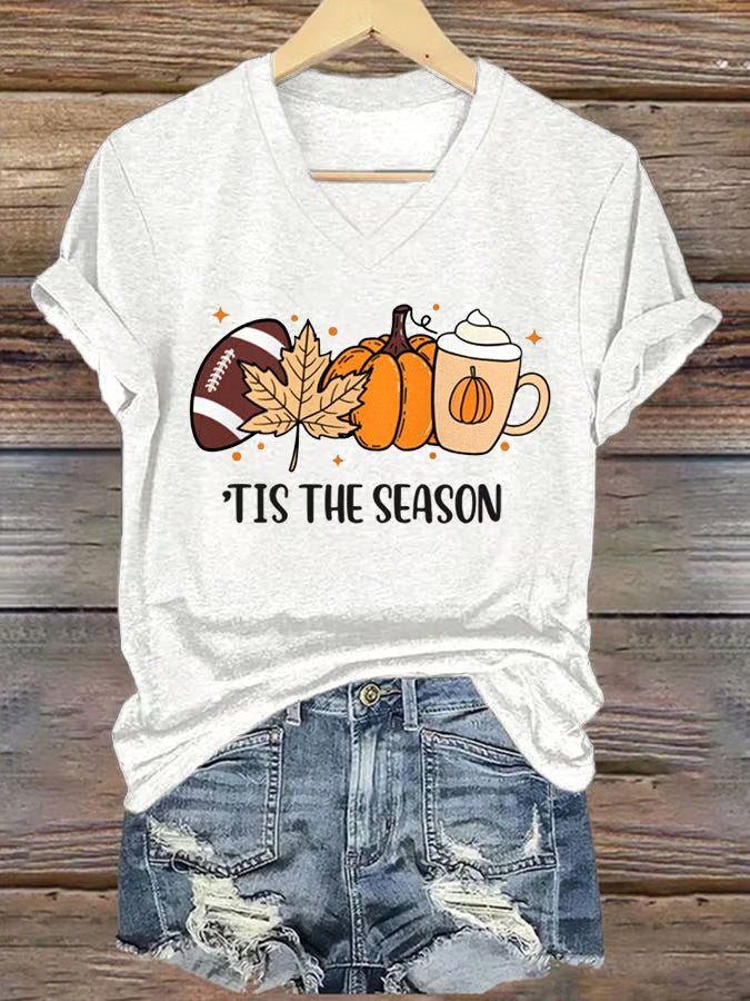 Women's Tis The Season  Print V-Neck T-Shirt